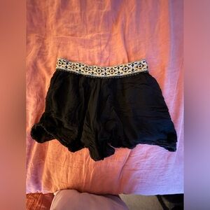 Free People Black Shorts with Embroidered Waistband